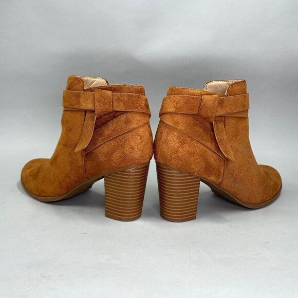 ZBY Ankle Boots Women's Size 8.5 Rust Brown Suede Heeled Ankle Booties - Picture 5 of 9